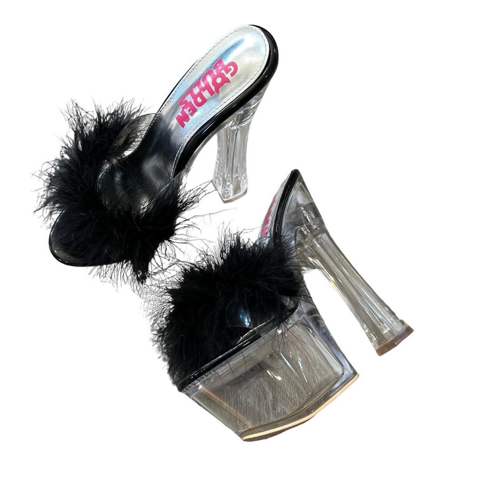 Black Boa Heels